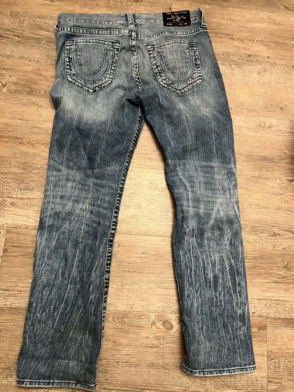 True Religion Men's Washed Blue Straight Jeans 36x32